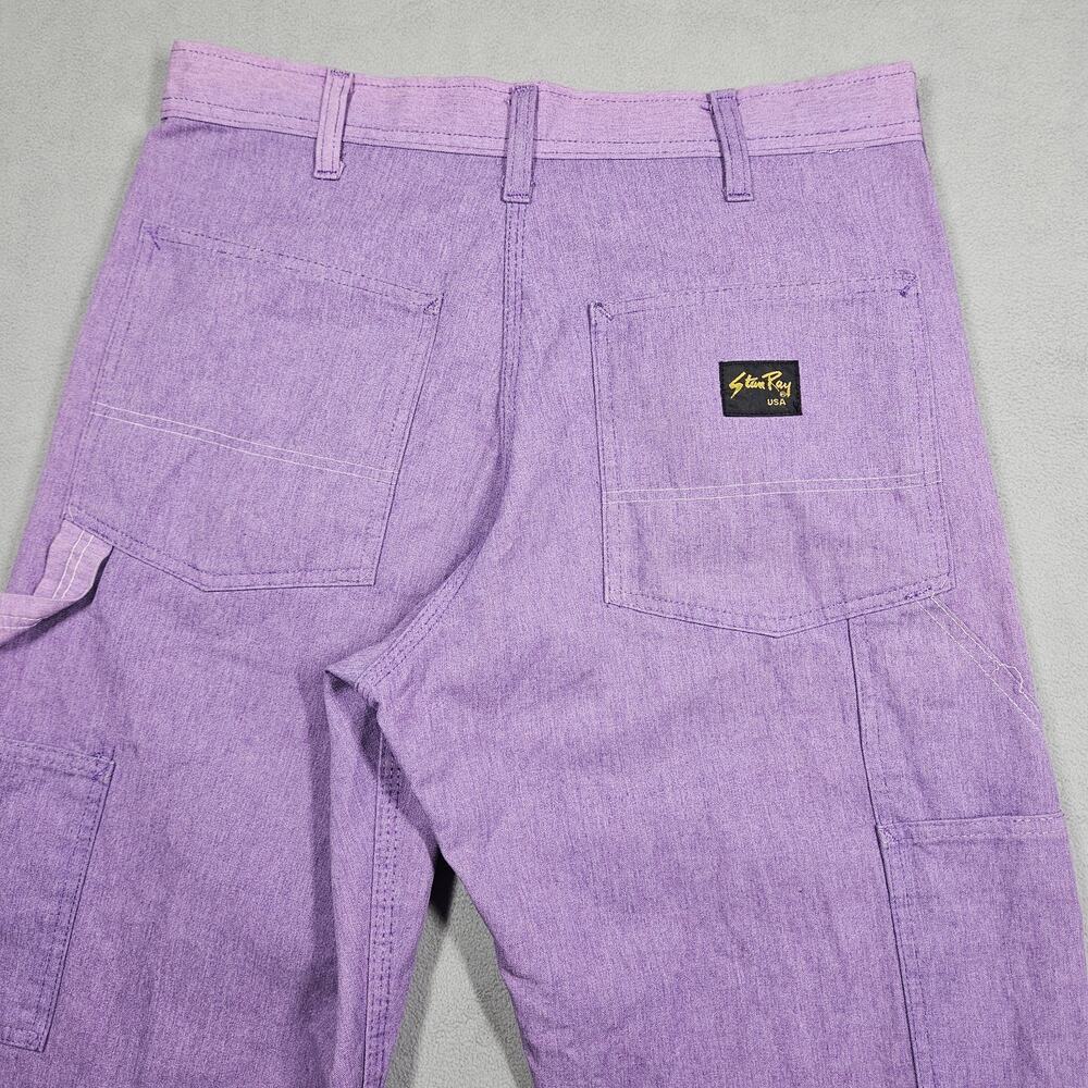 STAN RAY Carpenter Pants Men 31x28 Painters Pants Purple Cut Off Raw Hem USA VTG